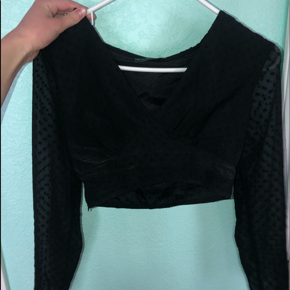 Black mesh polka dot long sleeve